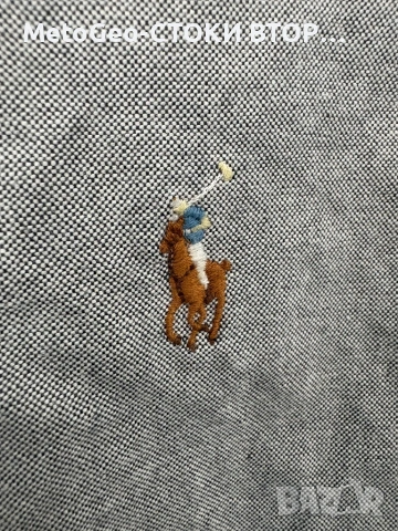 Оригинална мъжка риза Polo Ralph Lauren – Oxford Shirt, Сив меланж, снимка 3 - Ризи - 54425605