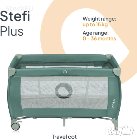 Сгъваема детска кошара Lionelo Stefi Plus Преносима бебешка kошара легло, снимка 4 - Кошарки - 54540143