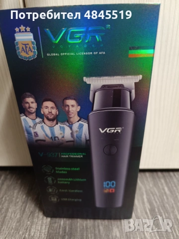 8 ЧАСА БАТЕРИЯ: Професионален Т-тример VGR V-937 (LED + Type-C) – Нов, запечатан
