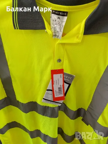 Нови сигнални тениски с яка Portwest Hi-Vis S477 – Размери M и XL (Внос от Германия), снимка 3 - Тениски - 55543690