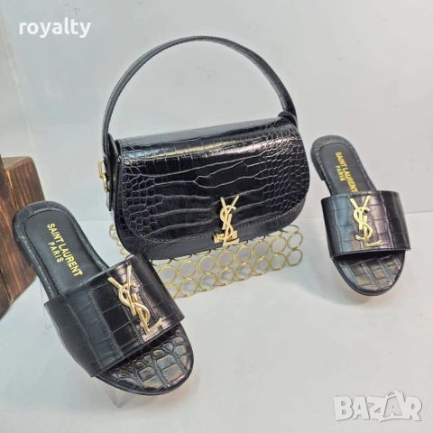 Yves Saint Laurent Дамски Чехли + Чанта Различни Цветове YSL