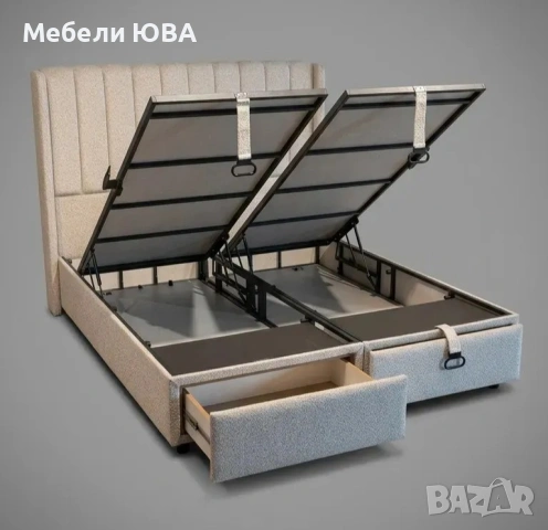 Тапицирано легло с  чекмеджета и повдигащ механизъм, снимка 4 - Спални и легла - 54955487
