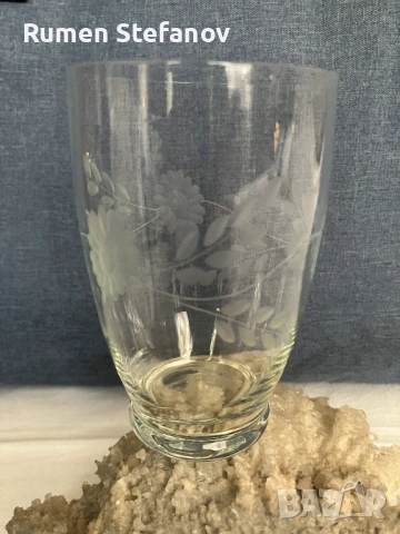 Ретро чаши с флорална гравюра — хризантеми, снимка 2 - Чаши - 54741158