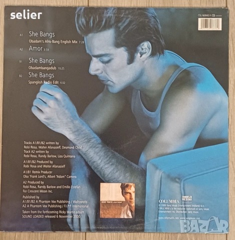 Ricky Martin ‎– She Bangs Maxi Single 12 Издание 🇩🇪 GERMANY 2000г Състояние на винила:NEAR MINT,пе, снимка 2 - Грамофонни плочи - 54215476