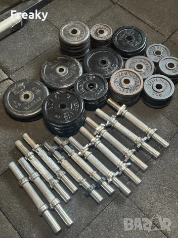 Тежести , дискове за лост ф 30 + лостчета за дъмбели , снимка 4 - Фитнес уреди - 54357807