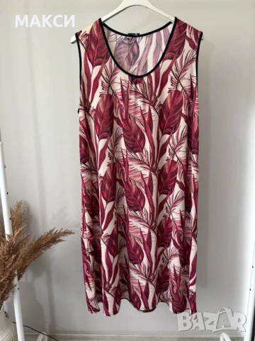 Макси силно еластична мека лятна клоширана рокля/туника без ръкави в красив модерен десен в два десе, снимка 2 - Туники - 54068921