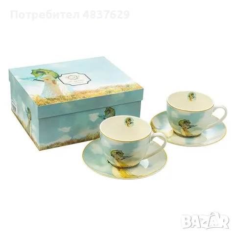 2 бр. с 2 чинии ''Жена с чадър'' Клод Моне, снимка 3 - Чаши - 55399861