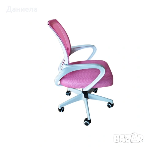 Ергономичен розов офис стол с дишаща мрежа и регулируема височина – комфорт през целия ден, снимка 3 - Столове - 54153803
