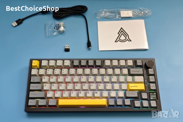 Ajazz AK820 Pro 75% Black/Grey Безжична механична геймърска клавиатура