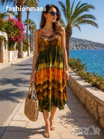 Индийски рокли 18 цвята - код 1398, снимка 16 - Рокли - 47355388