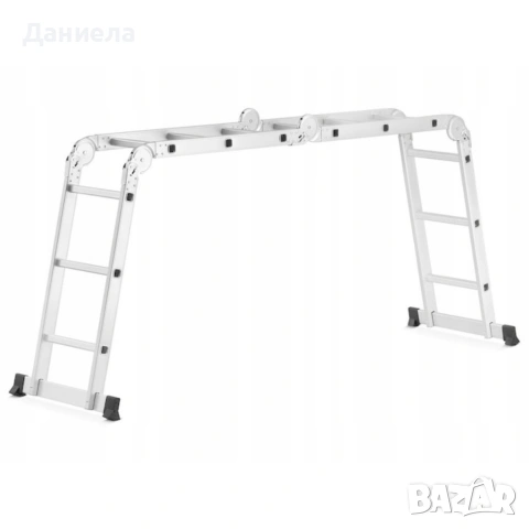 Мултифункционална шарнирна алуминиева стълба 4x3 (3.6 м) – 7 позиции, до 150кг, KP 43 DP, снимка 4 - Други стоки за дома - 54481298