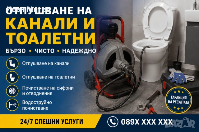 Почистване на запушени канали и тоалетни