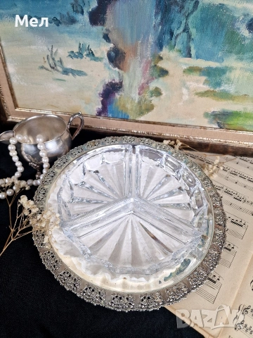 Троен кристален поднос 