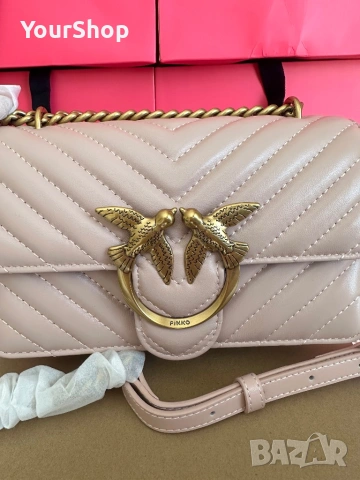 Дамска чанта PINKO Love One Mini DC в розов цвят, снимка 3 - Чанти - 54591861