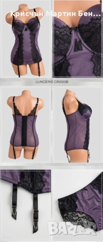 Луксозно боди с жартиери "Deep Violet & Black Lace" – Елегантност и стил

, снимка 7 - Корсети, бюстиета, топове - 33201415