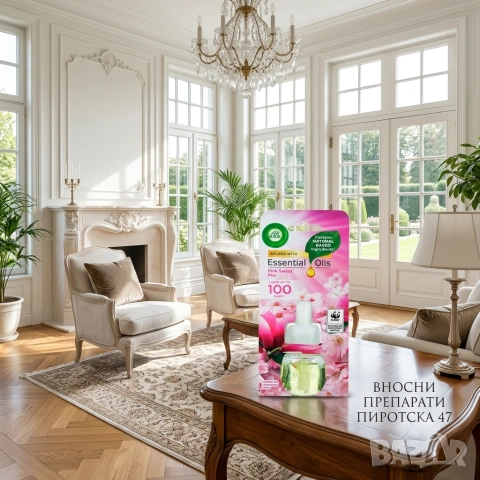 Пълнител за електрически ароматизатор Air Wick Pink Sweet Pea с етерични масла 19 мл.  