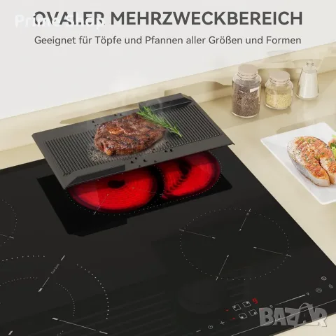 Стъклокерамичен плот за вграждане 7200W, 4 зони, 59 см, Hermitlux HVC4S01, снимка 4 - Котлони - 55688904