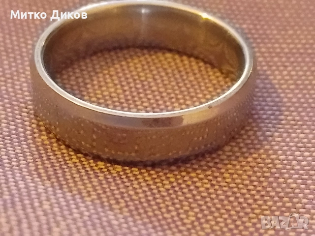 Пръстен тип халка със сребърна баня рисунка Версаче стомана R 543, снимка 4 - Пръстени - 55230529