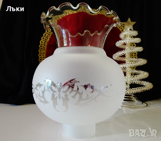 Стъклен абажур 19 см.,пеперуди., снимка 4 - Други - 54646207