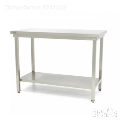 Професионална работна маса от инокс, 600 × 600 мм, с долен рафт, снимка 2 - Обзавеждане на кухня - 54188263