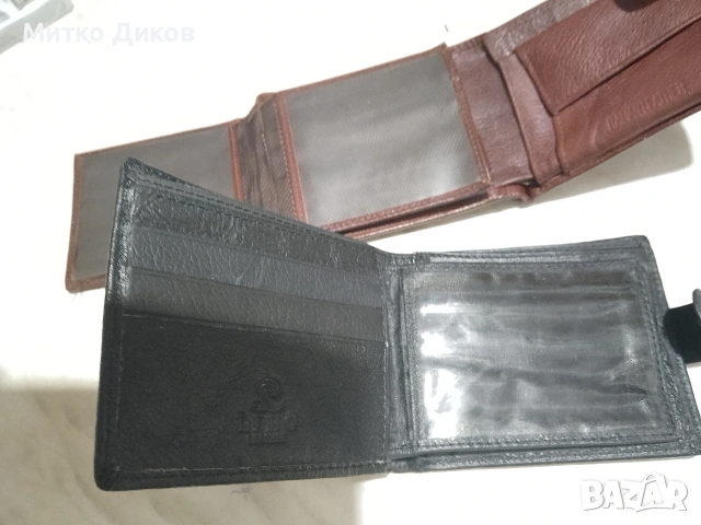 Портфейли естествена кожа нови с вътрешен цип и много прегради 120х95 мм, снимка 4 - Портфейли, портмонета - 55147264