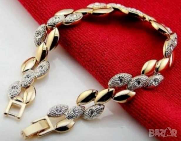 Разкошна гривна 9к попълнено злато с цирконии 12.78