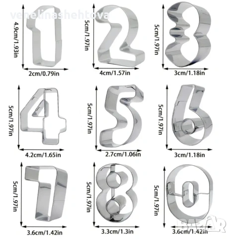 0-9 Цифри числа метални резци резец тесто бисквитки фондан декорация торта , снимка 2 - Форми - 54011600