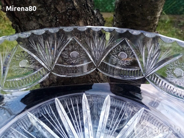 Българска кристална фруктиера, снимка 3 - Антикварни и старинни предмети - 54134042