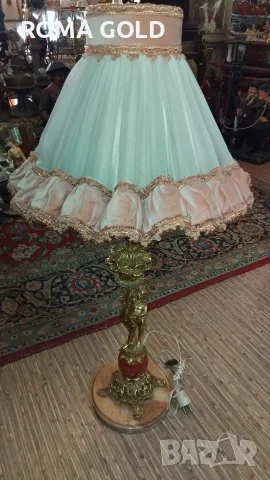 месингови лампи с текстилни абажури, снимка 5 - Настолни лампи - 54267481