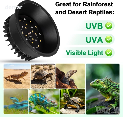 LED UVB осветление за терариум Hygger Zoo с таймер (UVA/UVB/Night mode), снимка 7 - Терариуми и оборудване - 55219927