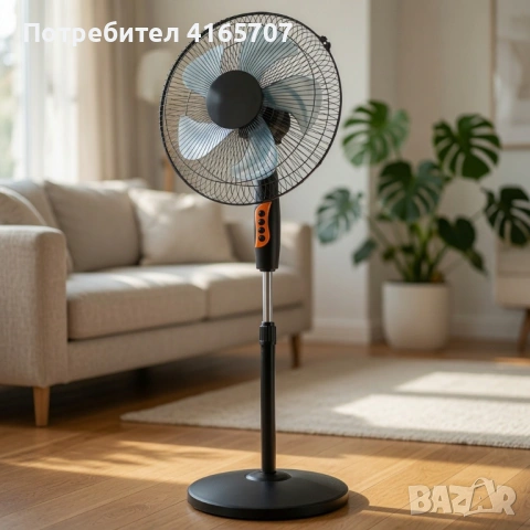Подов вентилатор 45W с 5 лопатки, 3 скорости и автоматично въртене – тихо и ефективно охлаждане, снимка 4 - Вентилатори - 54869391