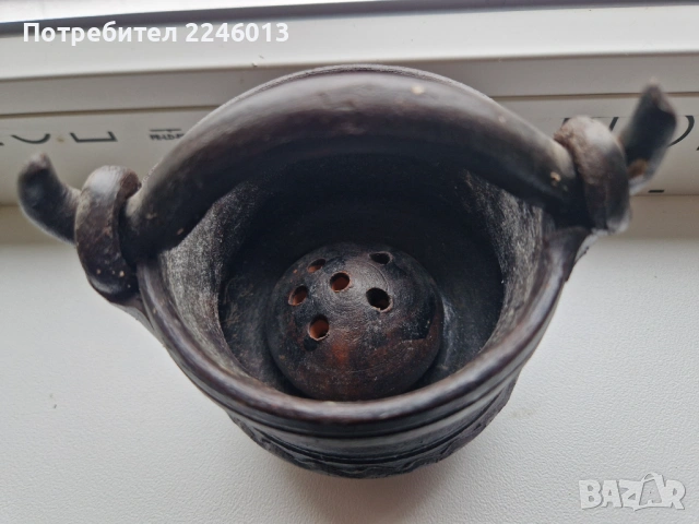 Автентична старинна керамична кадилница/тамянник/-ръчна изработка
