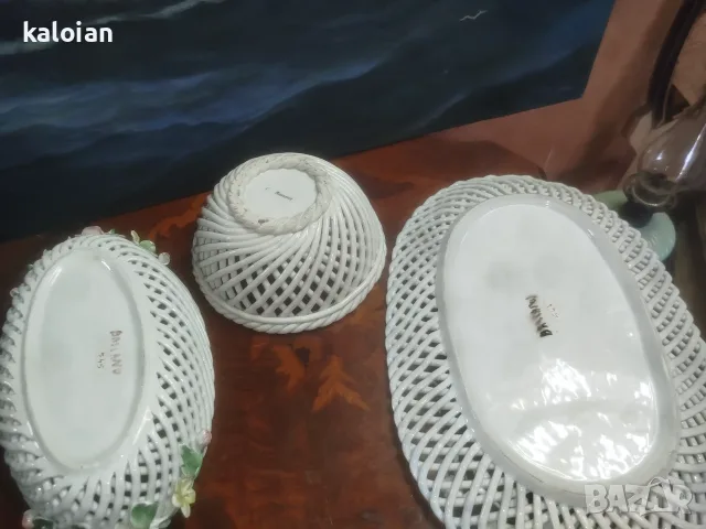 Автентичен комплект винтидж изделия от италиански порцелан/майолика от Басано , снимка 11 - Декорация за дома - 55480389