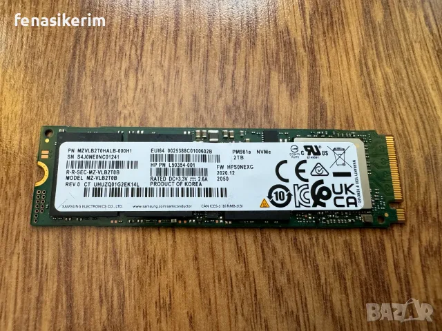 Samsung PM981a 2000GB 2TB SSD NVMe 99% OPAL 2280 Gen 3 x4 PCIe 