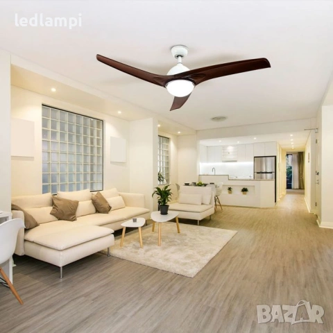 Вентилатор за таван 35W с лампа 15W 3перки 132cm, снимка 8 - Вентилатори - 54836100