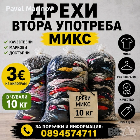 🛍️ Дрехи втора употреба – ТОП оферта! МИКС 10кг/30евро