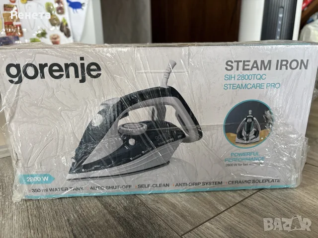 Ютия GORENJE SIH2800TQC, 2800W, 100g/min, 350ml, Керамична гладеща плоча, Синьо-бяла