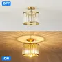 Полилей/плафон за таван с кристални призми и метална основа, E27 (110–220V), снимка 4