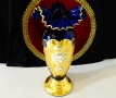 Кристална ваза Bohemia,злато,кобалт,етикет. , снимка 2