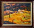Картина, пейзаж, къщи, худ. Цецин, 1976 г., снимка 1