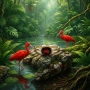 Златен пръстен 14К с Vivid Red Шпинел със сертификат и диаманти VVS, снимка 1