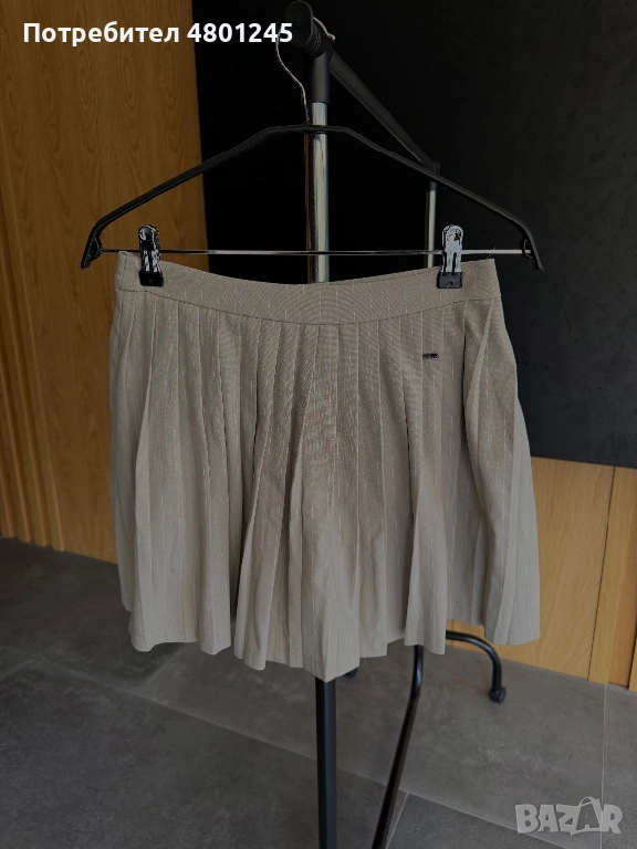 Къса плисирана пола на фино райе, снимка 1