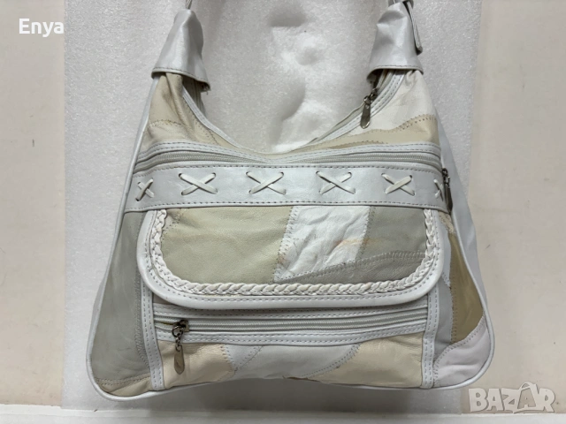 Дамска чанта за през рамо - цвят бежово-бяло, снимка 5 - Чанти - 54149218