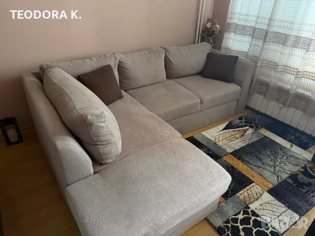 Разтегателен ъглов диван, снимка 4 - Дивани и мека мебел - 55338365