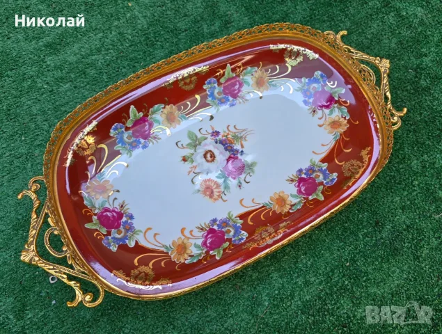 Рядък Антикварен Поднос Schumann Arzberg Bavaria – Около 100-годишен (1918-1929), снимка 3 - Антикварни и старинни предмети - 55457175
