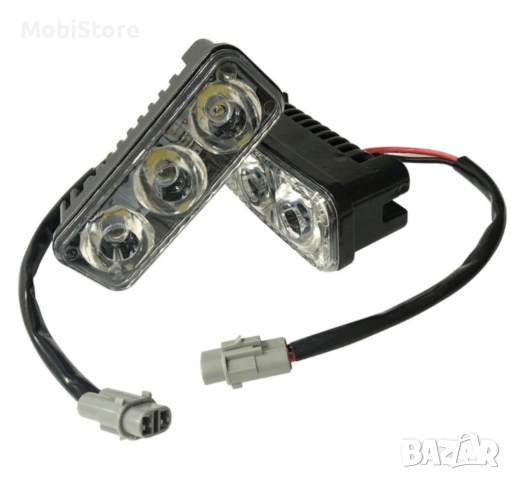 Комплект Предни Мощни 3 Led Лед Диодни Дневни Светлини 12V 3W НОВИ, снимка 3 - Аксесоари и консумативи - 54593840