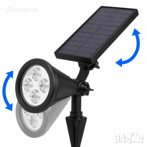 Соларен LED прожектор за градина 4 LED – Водоустойчив, снимка 6 - Лед осветление - 54874337