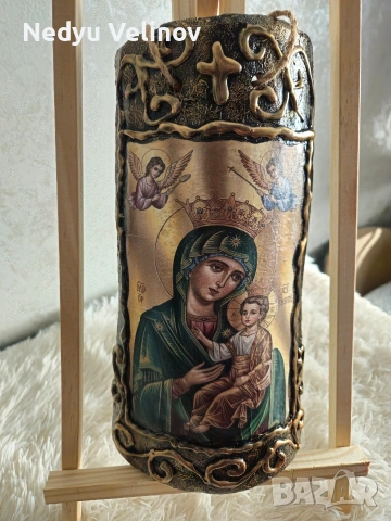 Икона на Св Богородица Изработени върху автентична стара керемида. , снимка 3 - Колекции - 54861917