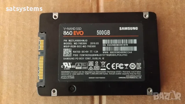  SSD Samsung SSD 860 EVO 500GB SATA 6.0Gb/s, снимка 2 - Твърди дискове - 55681099