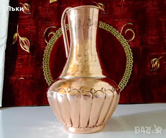 Арабска медна кана 3 л.,чиста червена мед. , снимка 4 - Антикварни и старинни предмети - 55630766